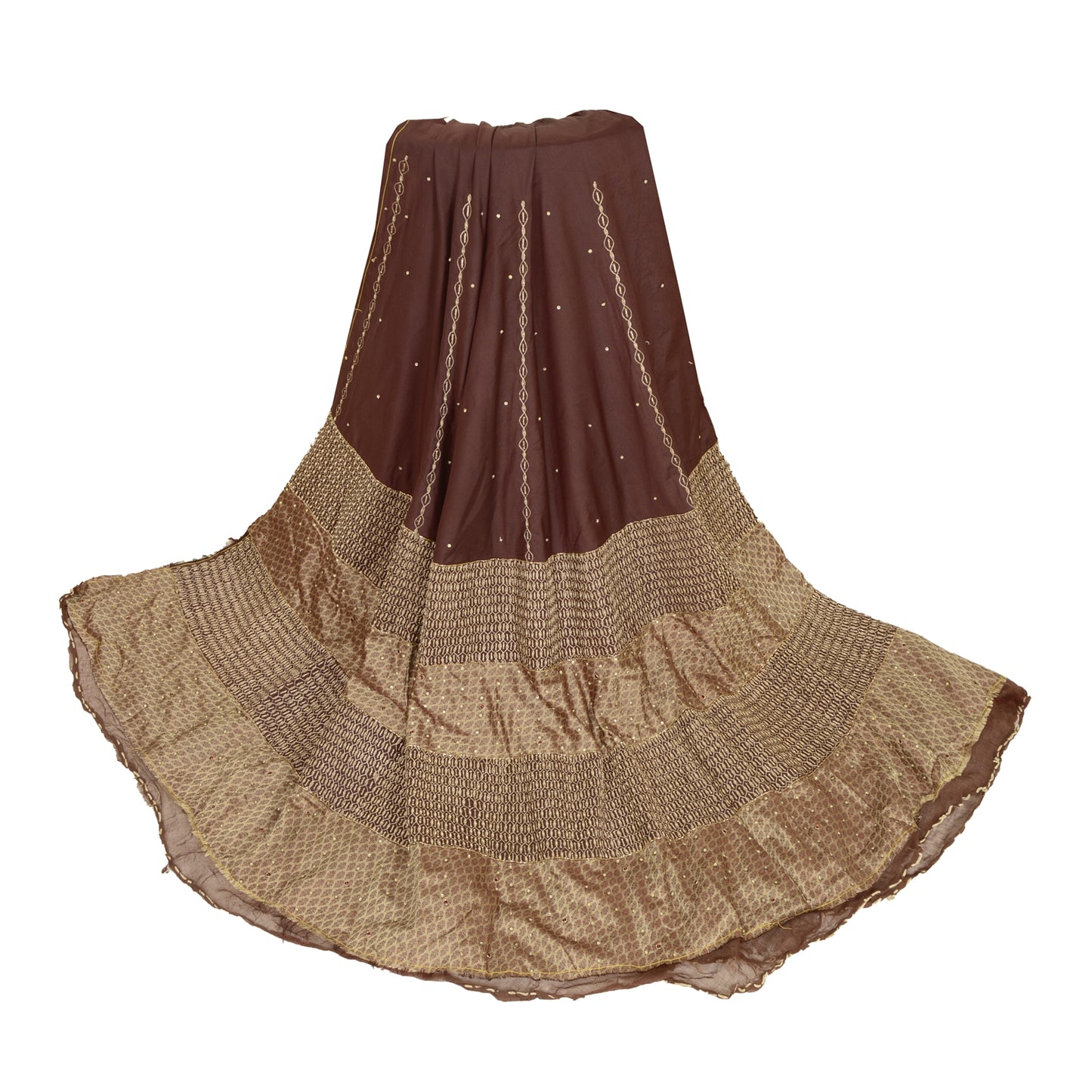 Sanskriti Vintage Purple Long Skirt Pure Silk Hand Beaded Unstitched Lehenga