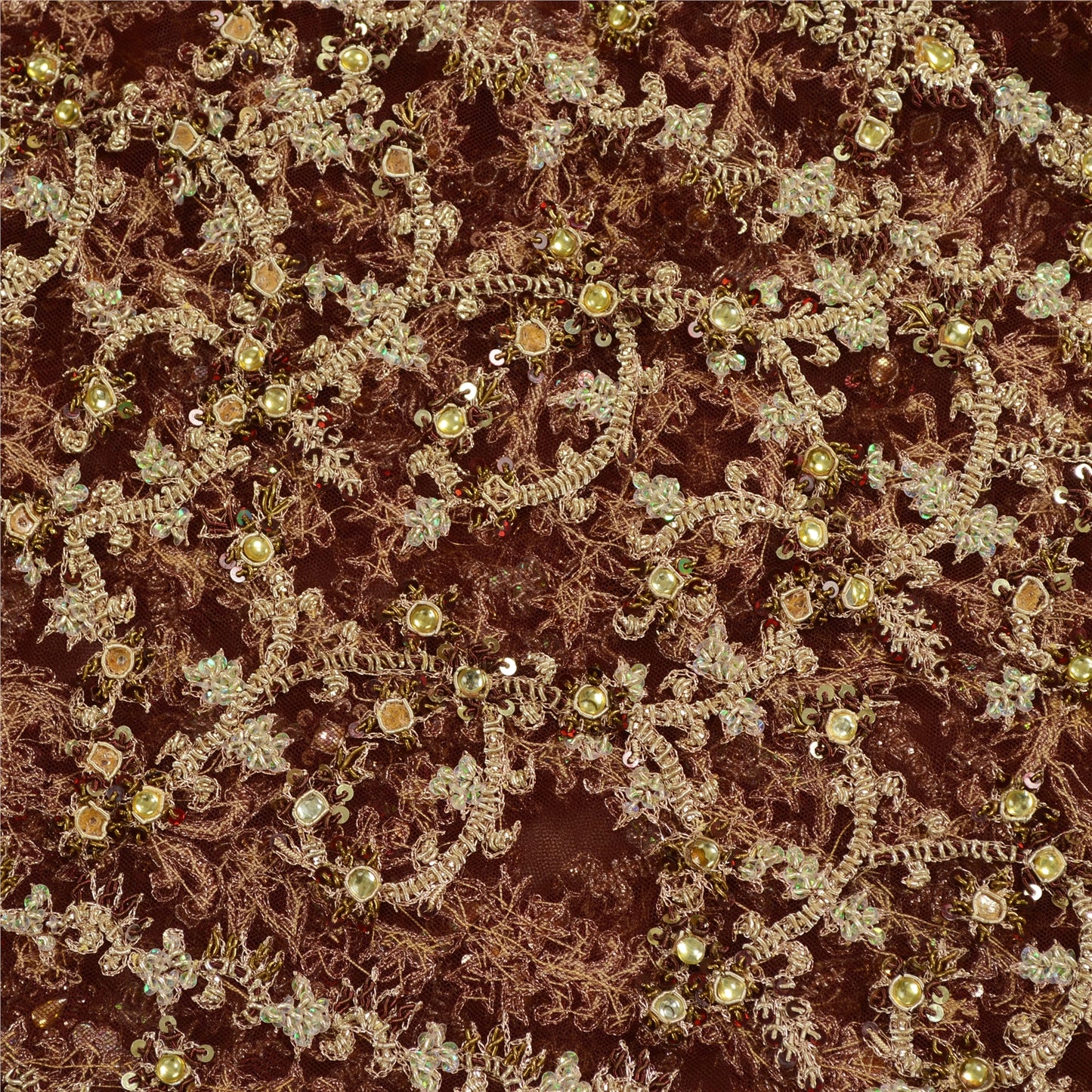 Sanskriti Vintage Long Skirt Net Mesh Handmade Unstitched Kundan Stone Lehenga