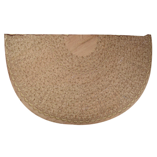 Sanskriti Vintage Long Skirt Net Mesh Handmade Unstitched Kundan Stone Lehenga