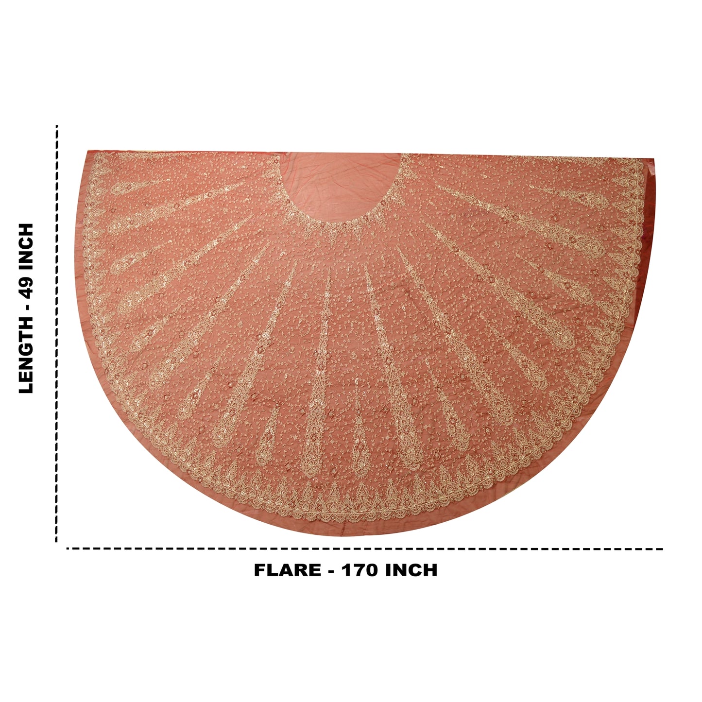 Sanskriti Vintage Red Long Skirt Net Mesh Hand Beaded Unstitched Zardozi Lehenga