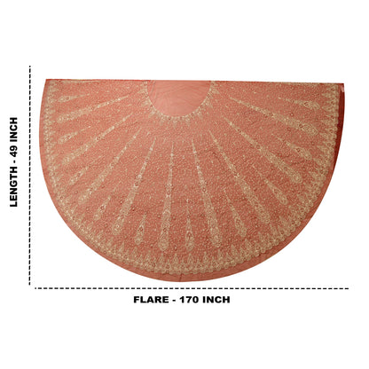 Sanskriti Vintage Red Long Skirt Net Mesh Hand Beaded Unstitched Zardozi Lehenga