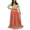 Sanskriti Vintage Red Long Skirt Net Mesh Hand Beaded Unstitched Zardozi Lehenga