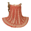 Sanskriti Vintage Red Long Skirt Net Mesh Hand Beaded Unstitched Zardozi Lehenga