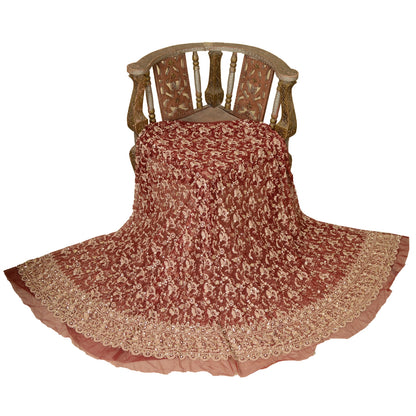 Sanskriti Vintage Long Skirt Net Mesh Handmade Unstitched Zardosi Work Lehenga