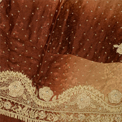 Sanskriti Vintage Long Skirt Pure Silk Hand Beaded Unstitched Zardozi Lehenga