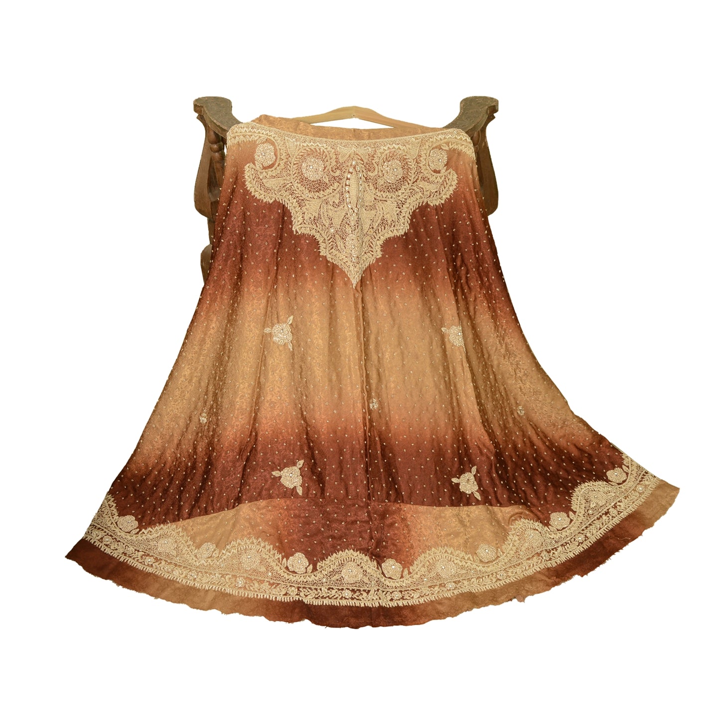 Sanskriti Vintage Long Skirt Pure Silk Hand Beaded Unstitched Zardozi Lehenga