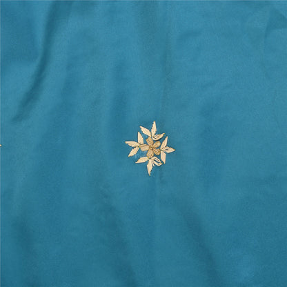 Sanskriti Vintage Long Skirt Pure Satin Silk Blue Handmade Unstitched Lehenga