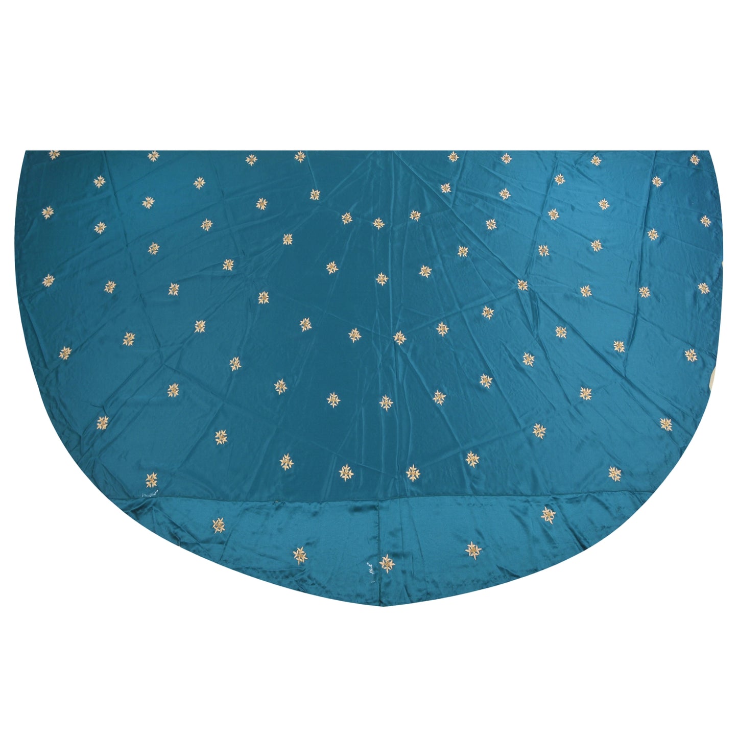 Sanskriti Vintage Long Skirt Pure Satin Silk Blue Handmade Unstitched Lehenga