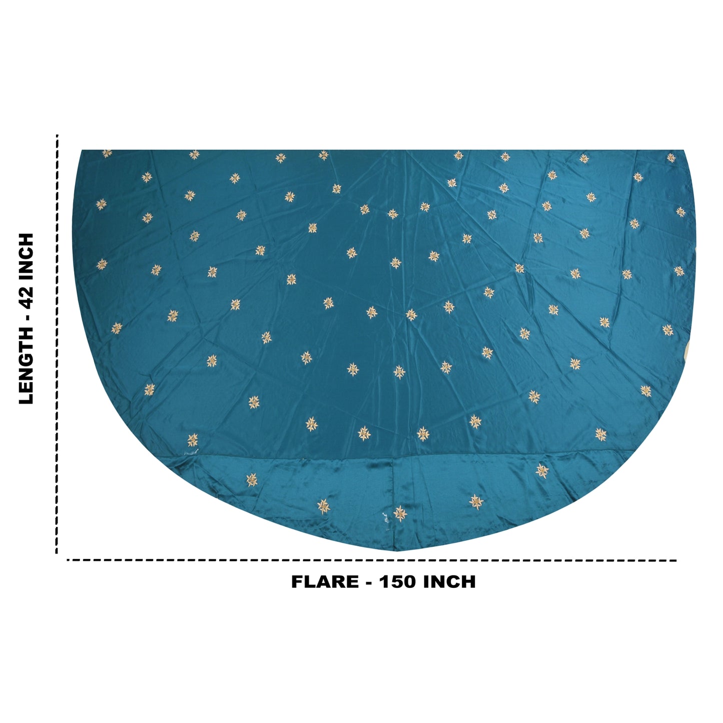 Sanskriti Vintage Long Skirt Pure Satin Silk Blue Handmade Unstitched Lehenga