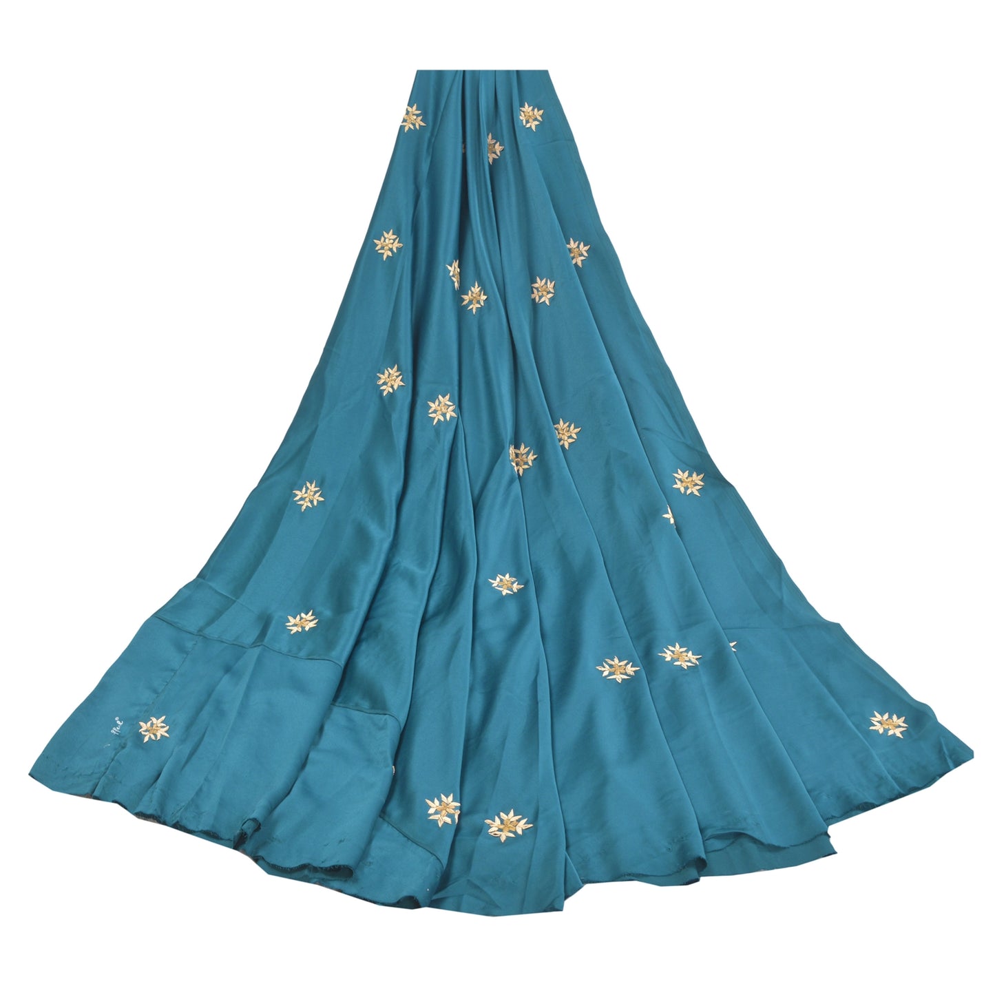 Sanskriti Vintage Long Skirt Pure Satin Silk Blue Handmade Unstitched Lehenga