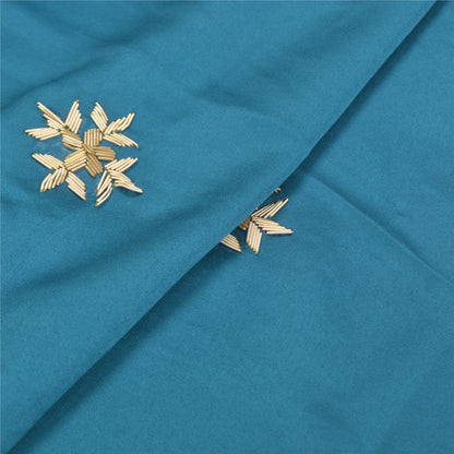 Sanskriti Vintage Long Skirt Pure Satin Silk Blue Handmade Unstitched Lehenga