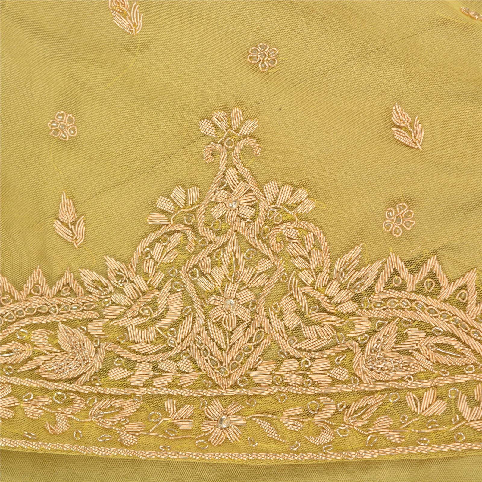 Sanskriti Vintage Long Wedding Skirt Pure Silk Green Handmade Stitched Lehenga