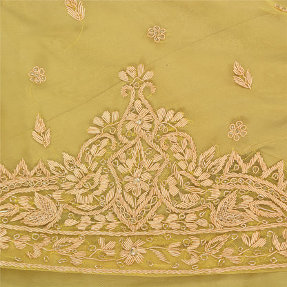 Sanskriti Vintage Long Wedding Skirt Pure Silk Green Handmade Stitched Lehenga