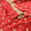 Sanskriti New Long Skirt Pure Satin Silk Red Handmade Unstitched Lehenga