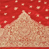 Sanskriti New Long Skirt Pure Satin Silk Red Handmade Unstitched Lehenga