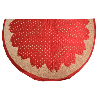 Sanskriti New Long Skirt Pure Satin Silk Red Handmade Unstitched Lehenga