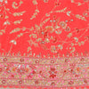 Sanskriti Vintage Long Skirt Pure Silk Red Handmade Unstitched Zardozi Lehenga