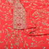 Sanskriti Vintage Long Skirt Pure Silk Red Handmade Unstitched Zardozi Lehenga