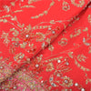 Sanskriti Vintage Long Skirt Pure Silk Red Handmade Unstitched Zardozi Lehenga