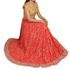 Sanskriti Vintage Long Skirt Pure Silk Red Handmade Unstitched Zardozi Lehenga