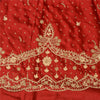 Sanskriti New Dark Red Long Skirt Pure Satin Silk Hand Beaded Lehenga/Fabric