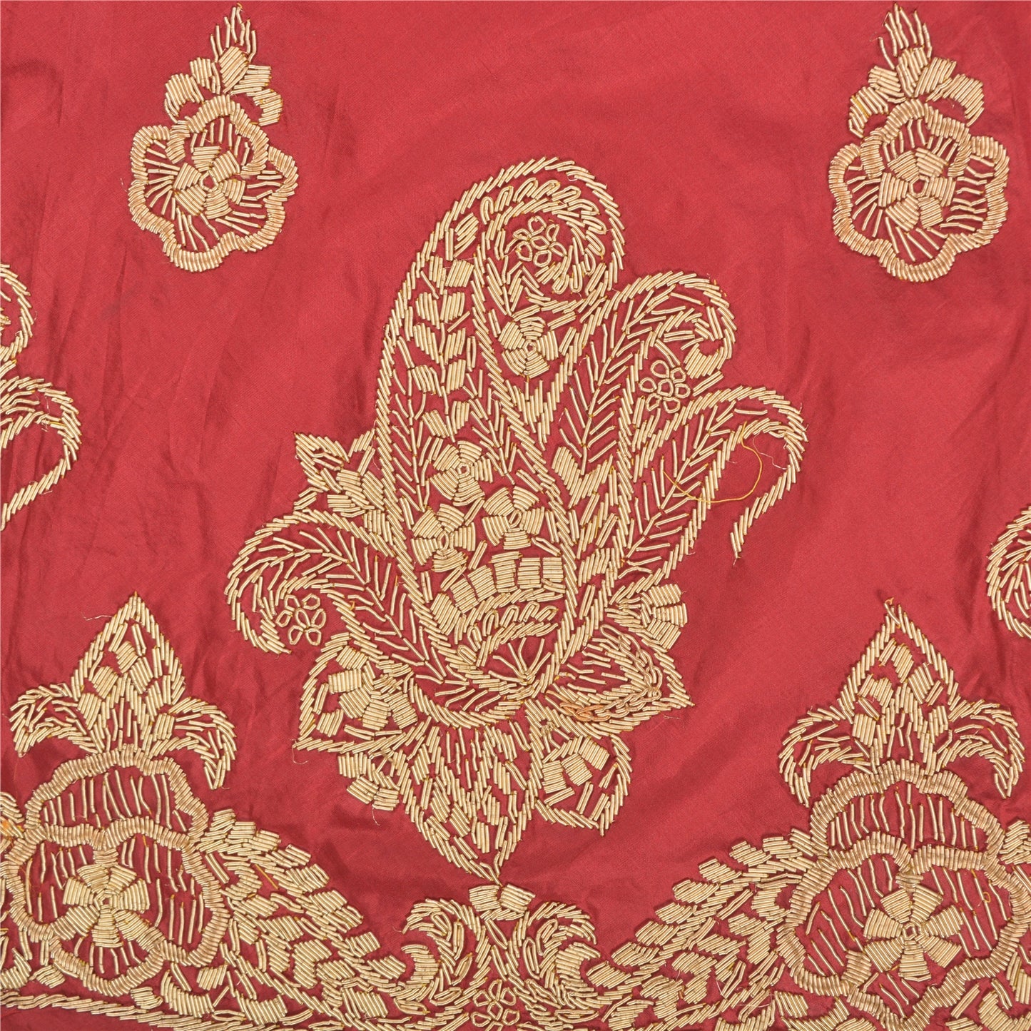 Sanskriti Vintage Long Skirt Pure Silk Handmade Unstitched Zardozi Lehenga