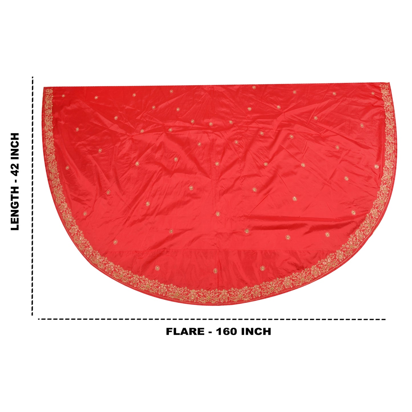 Sanskriti Vintage Red Long Skirt Pure Silk Hand Embroidered Unstitched Lehenga