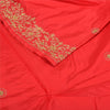 Sanskriti Vintage Red Long Skirt Pure Silk Hand Embroidered Unstitched Lehenga