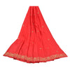 Sanskriti Vintage Red Long Skirt Pure Silk Hand Embroidered Unstitched Lehenga