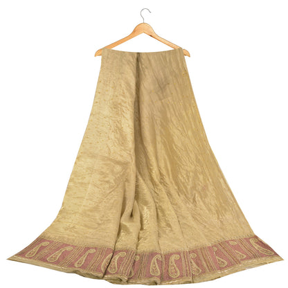 Sanskriti Vintage Green Long Skirt Pure Tissue Silk Handmade Unstitched Lehenga