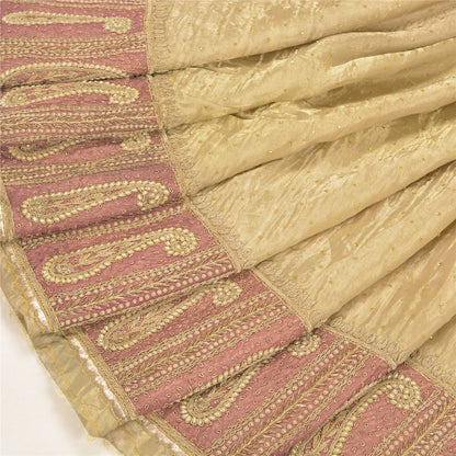 Sanskriti Vintage Green Long Skirt Pure Tissue Silk Handmade Unstitched Lehenga