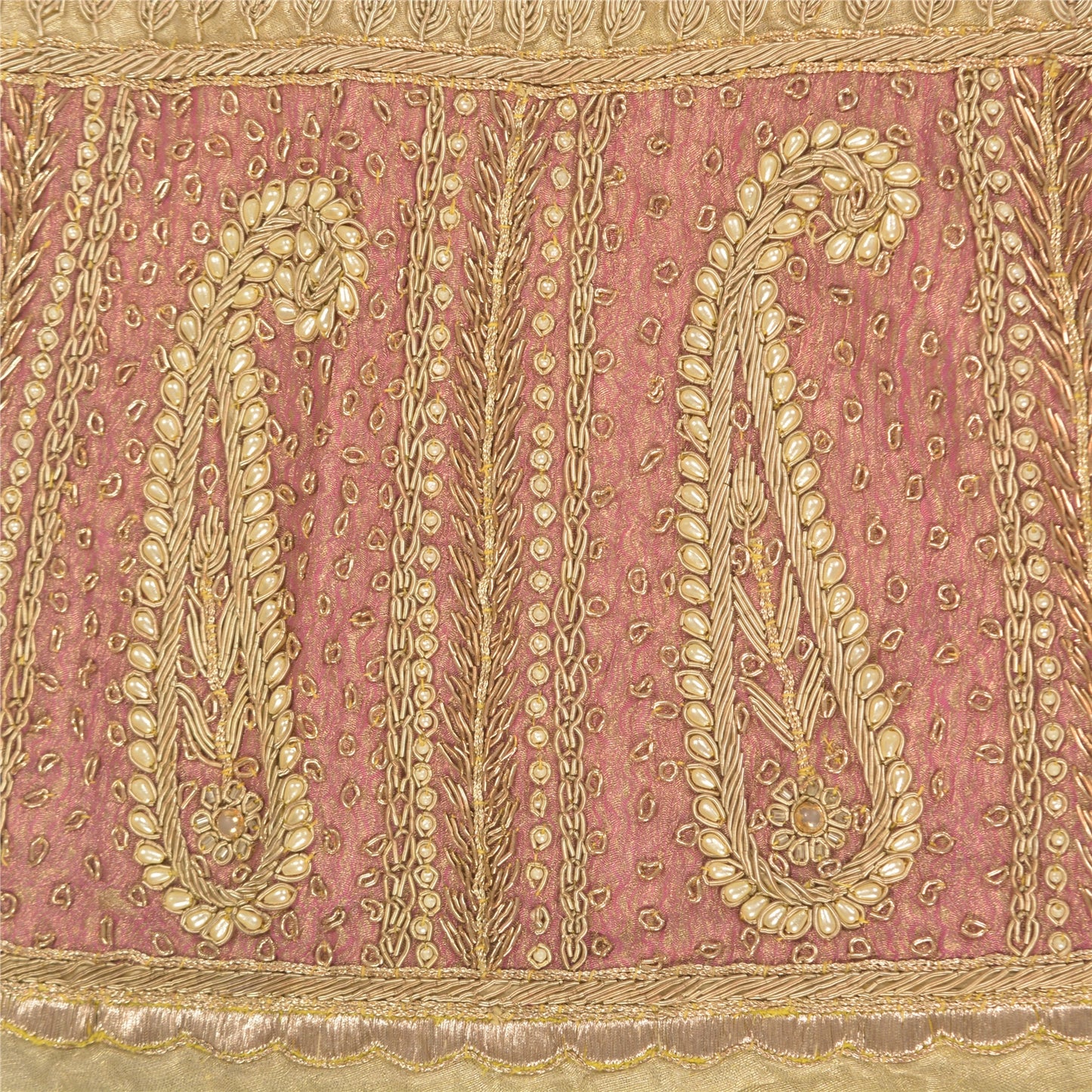 Sanskriti Vintage Green Long Skirt Pure Tissue Silk Handmade Unstitched Lehenga