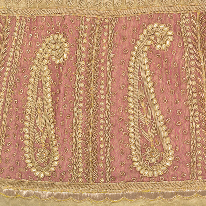 Sanskriti Vintage Green Long Skirt Pure Tissue Silk Handmade Unstitched Lehenga