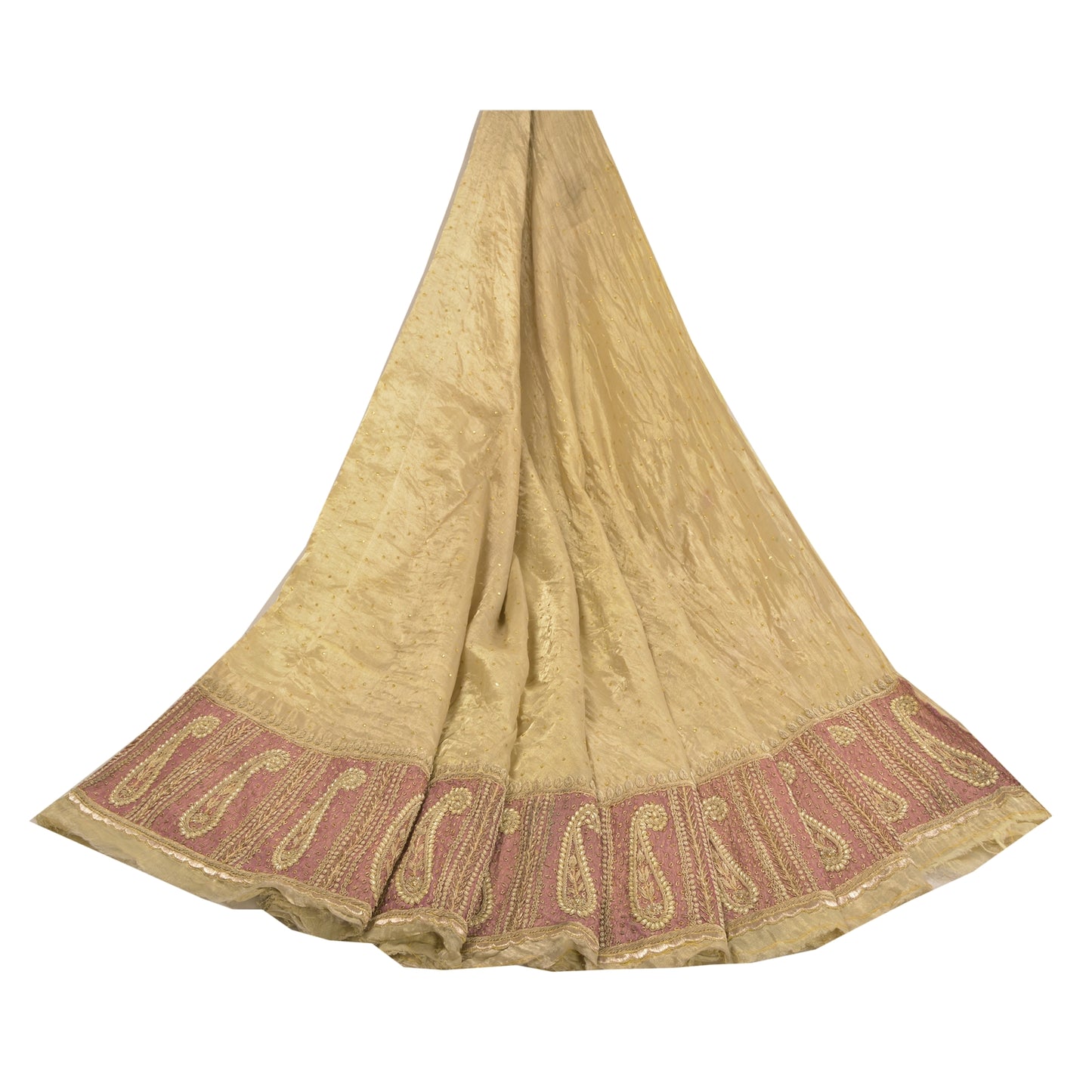 Sanskriti Vintage Green Long Skirt Pure Tissue Silk Handmade Unstitched Lehenga