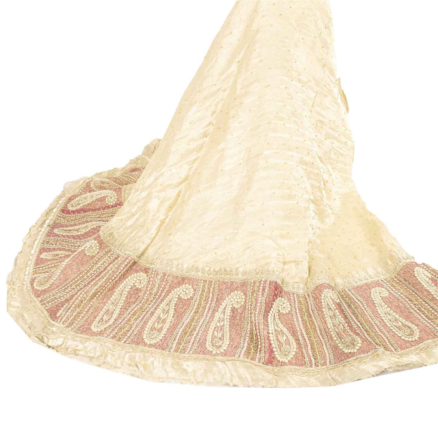 Sanskriti Vintage Green Long Skirt Pure Tissue Silk Handmade Unstitched Lehenga