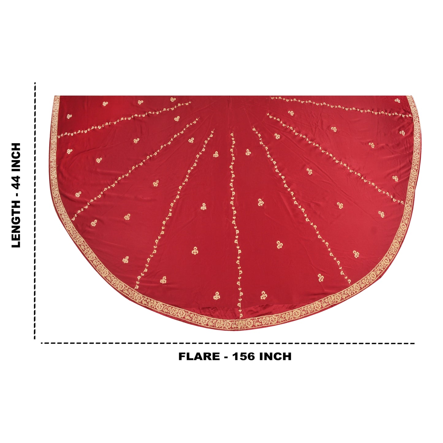 Sanskriti Vintage Long Skirt Pure Satin Silk Red Hand Beaded Unstitched Lehenga
