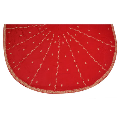 Sanskriti New Long Skirt Pure Satin Silk Handmade Zardozi Unstitched Lehenga