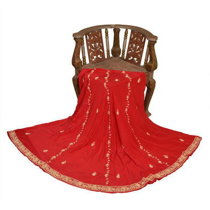 Sanskriti New Long Skirt Pure Satin Silk Handmade Zardozi Unstitched Lehenga