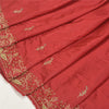 Sanskriti Vintage Long Skirt Pure Silk Dark Red Hand Beaded Unstitched Lehenga