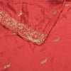 Sanskriti Vintage Long Skirt Pure Silk Dark Red Hand Beaded Unstitched Lehenga