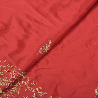Sanskriti Vintage Long Skirt Pure Silk Dark Red Hand Beaded Unstitched Lehenga