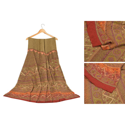 Sanskriti Vintage Partywear Long Skirt Pure Silk Hand Beaded Unstitched Lehenga