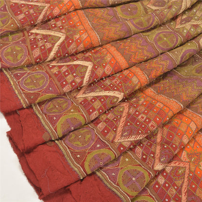 Sanskriti Vintage Partywear Long Skirt Pure Silk Hand Beaded Unstitched Lehenga