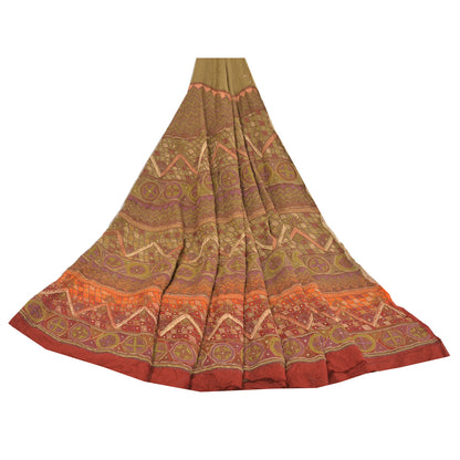 Sanskriti Vintage Partywear Long Skirt Pure Silk Hand Beaded Unstitched Lehenga