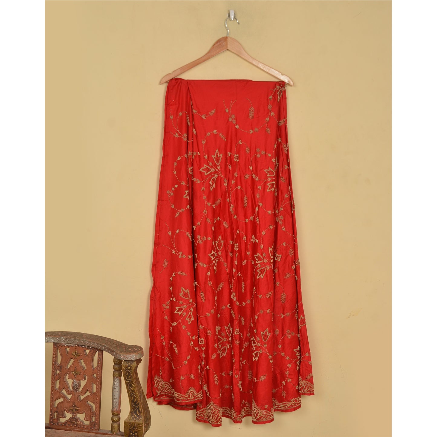 Sanskriti New Long Wedding Skirt Pure Satin Silk Handmade Unstitched Lehenga