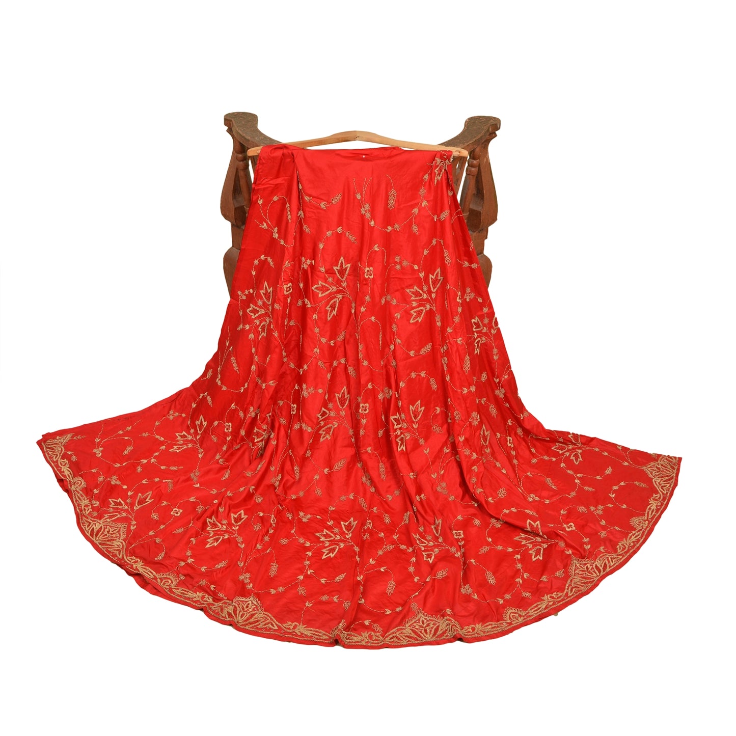 Sanskriti New Long Wedding Skirt Pure Satin Silk Handmade Unstitched Lehenga