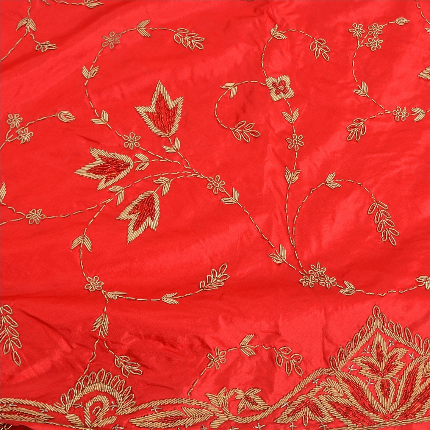 Sanskriti New Long Wedding Skirt Pure Satin Silk Handmade Unstitched Lehenga