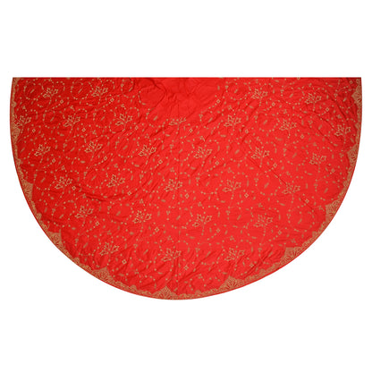 Sanskriti New Long Wedding Skirt Pure Satin Silk Handmade Unstitched Lehenga