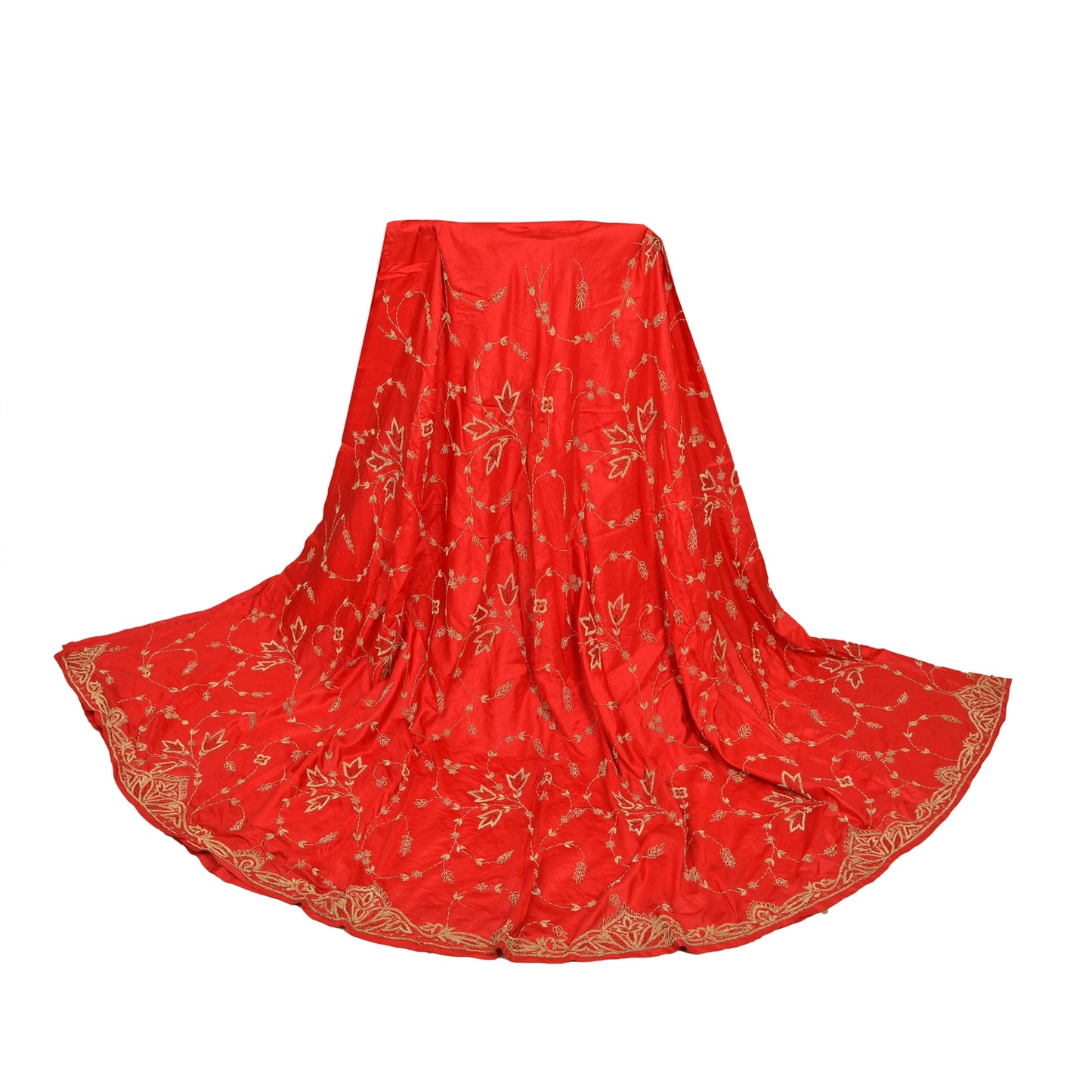 Sanskriti New Long Wedding Skirt Pure Satin Silk Handmade Unstitched Lehenga