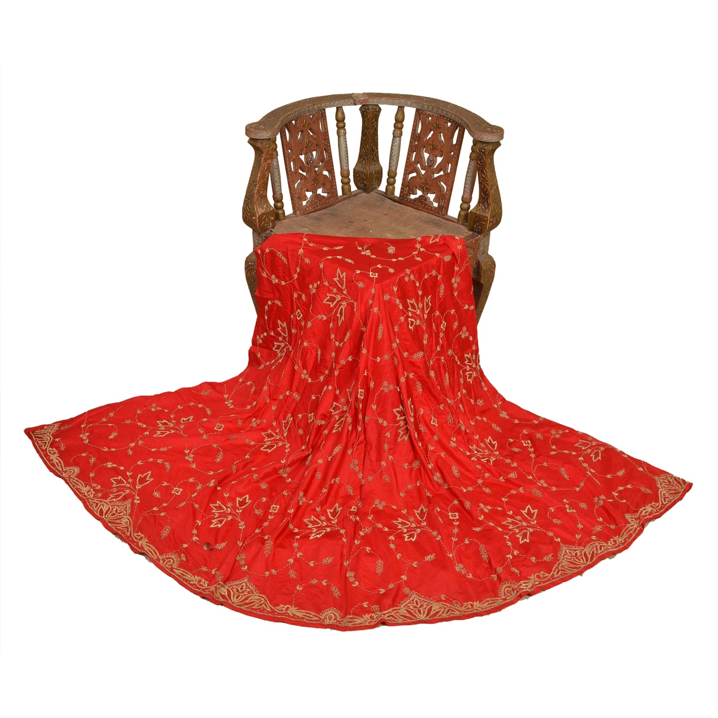 Sanskriti New Long Wedding Skirt Pure Satin Silk Handmade Unstitched Lehenga